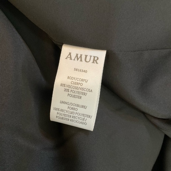 AMUR Sabine Drape Dress | Front Slit | Black | Floral | Sheer | Size 10 - Picture 15 of 16